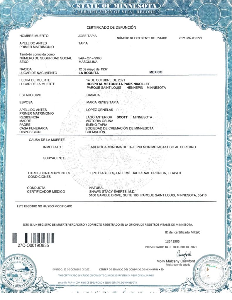 Death Certificate