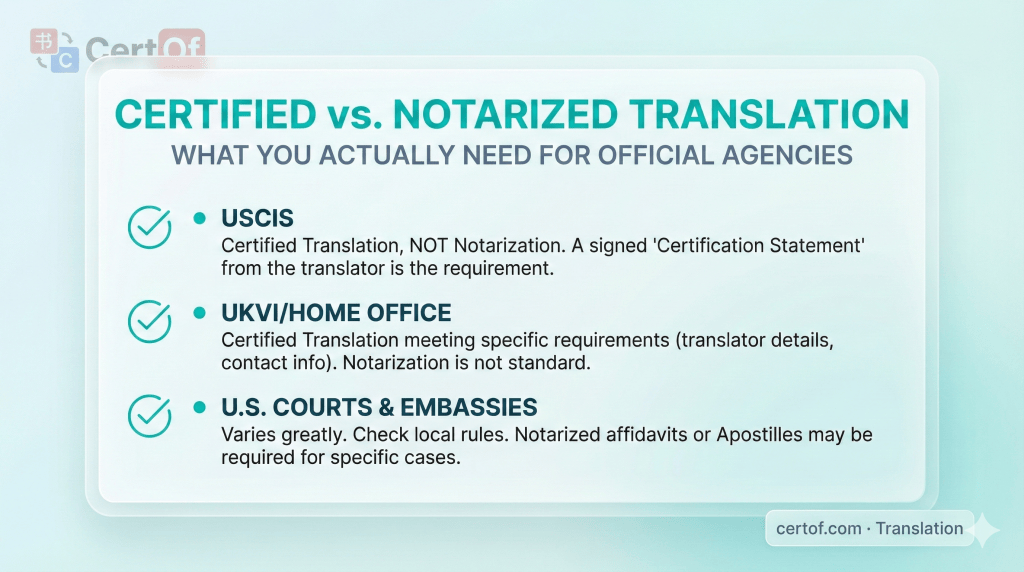 difference between certified and notarized translation key takeaways
