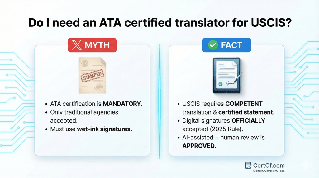 do i need ata certified translator for uscis myth versus fact chart