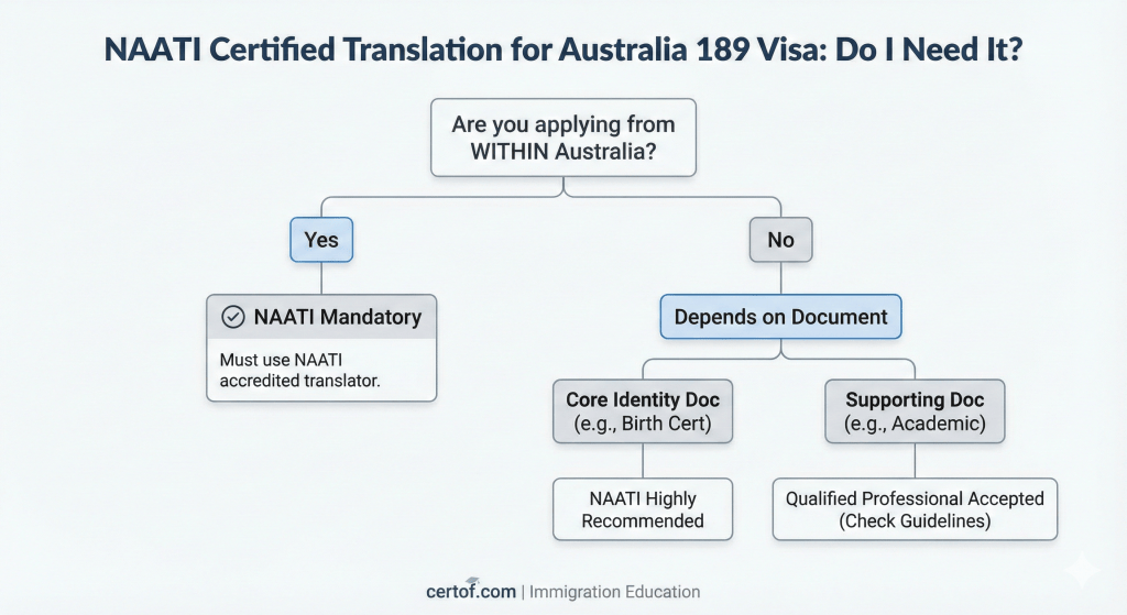 naati certified translation of birth certificate for australia 189 visa decision tree