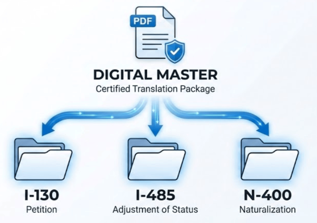 can i reuse the same certified translation for multiple uscis cases digital workflow