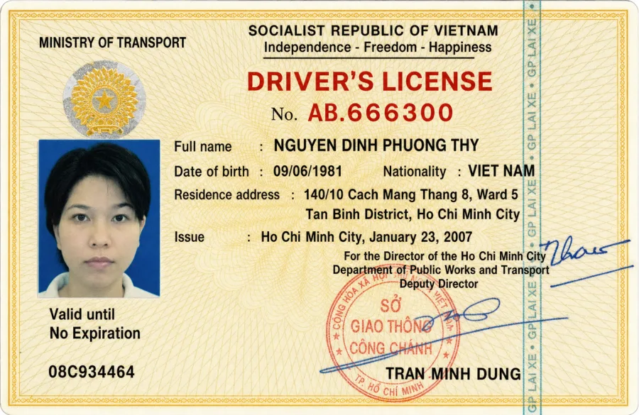 Vietnamese Driver's License - translated document in English