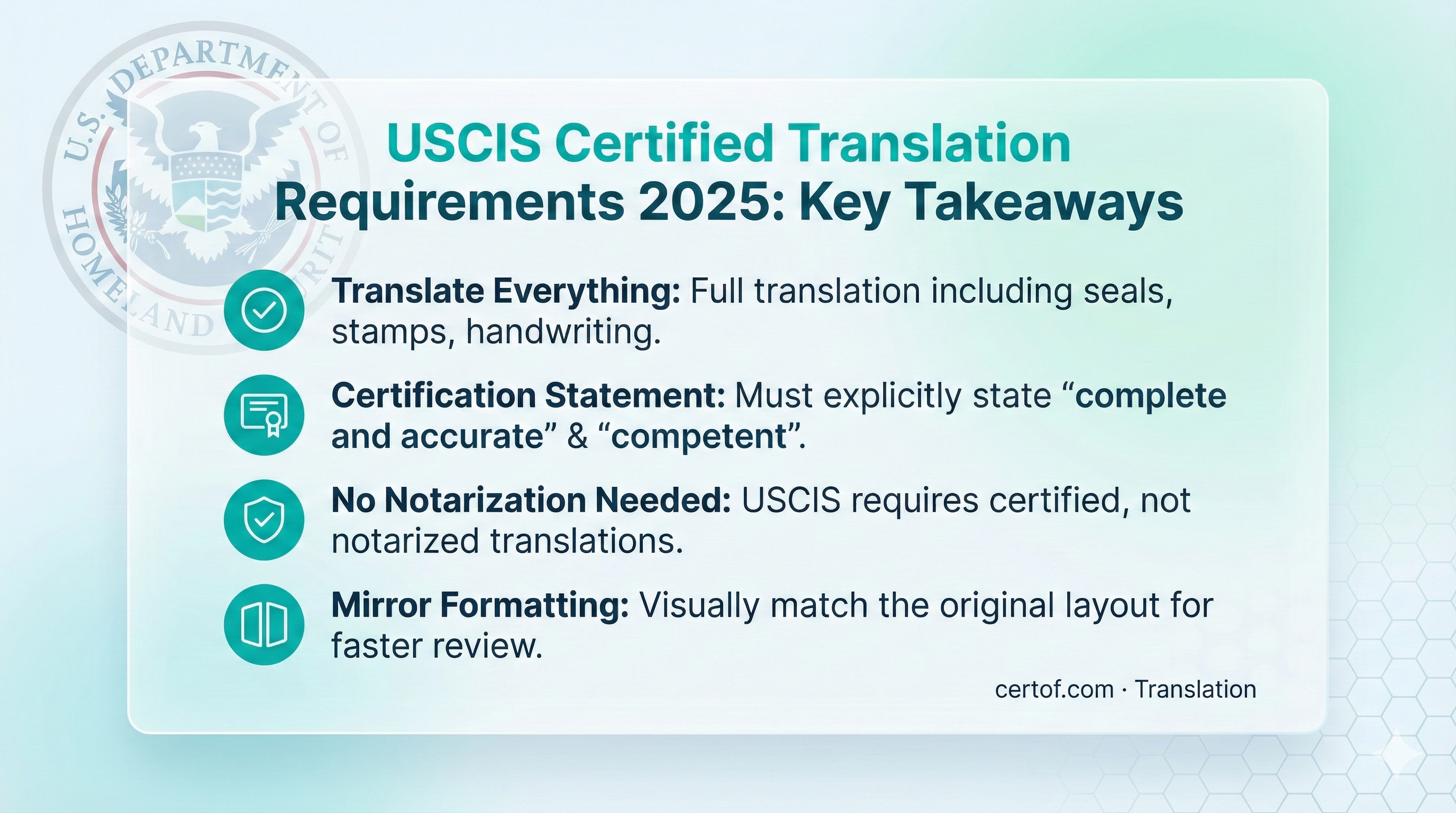 uscis certified translation requirements 2025 key takeaways